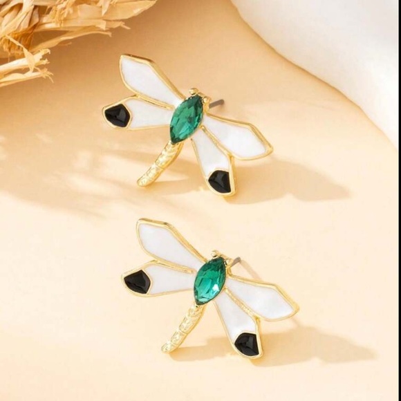 Gemstone Dragonfly Earrings - Picture 3 of 3